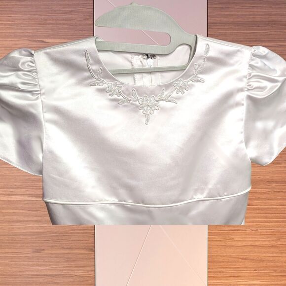 Girls White Beaded First Communion or Flower Girl Dress – Size 5-6 - Picture 6 of 7